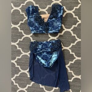 Navy blue 2 piece dance costume